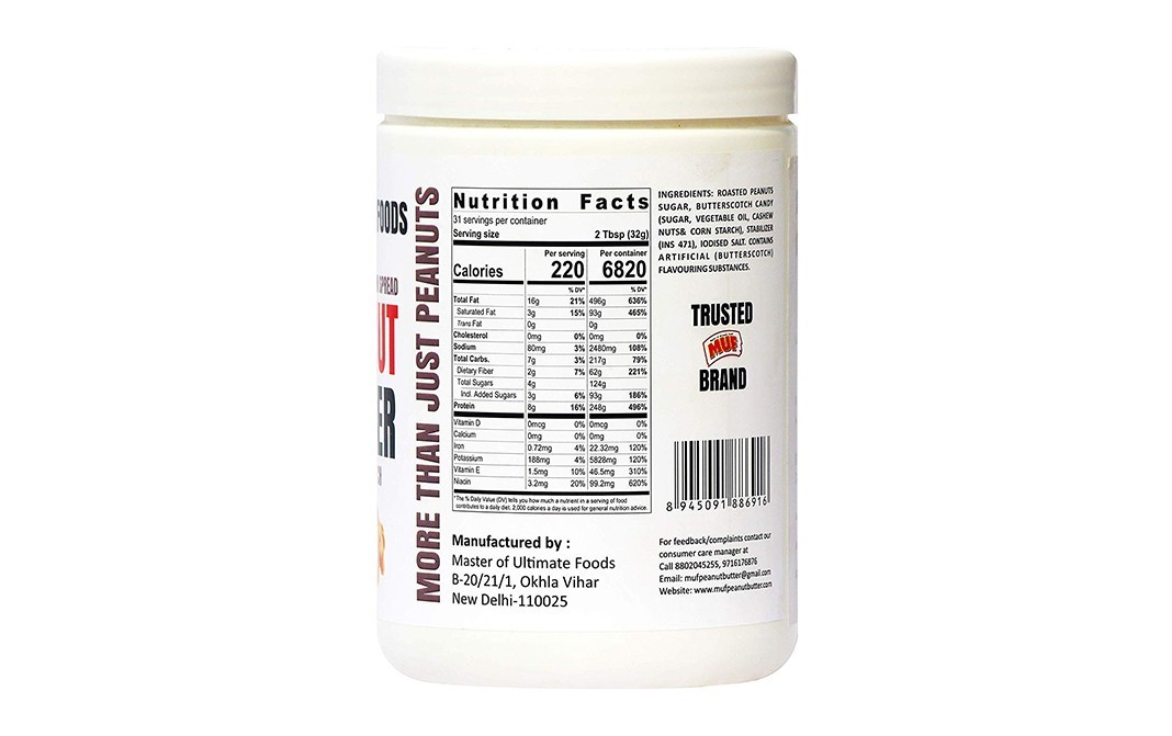 MUF Peanut Butter Butterscotch   Plastic Jar  1 kilogram